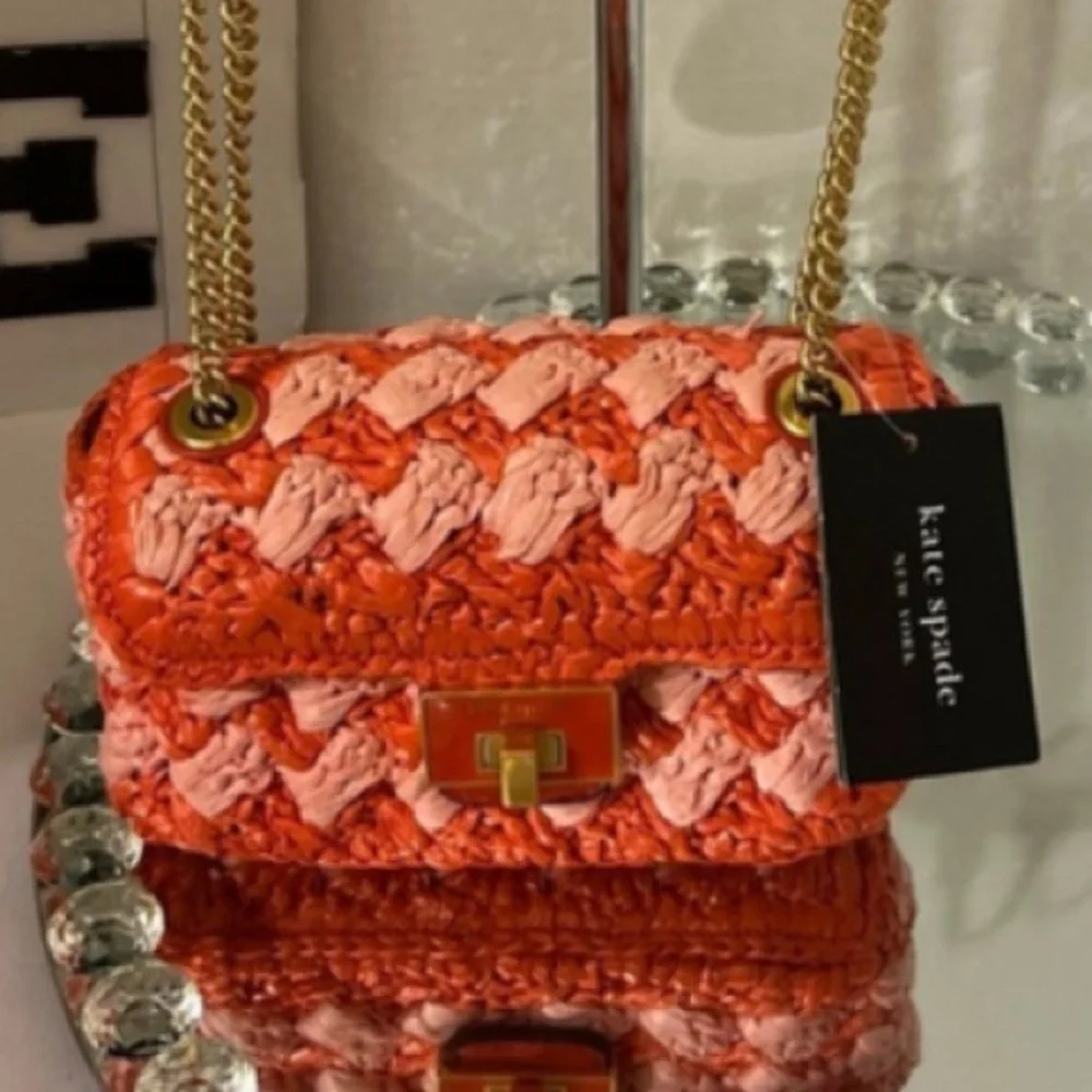 Kate spade Evelyn Striped Crochet Raffia Small Shoulder Crossbody